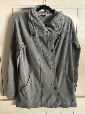 Eddie Bauer Light Gray Button-Front Sweater/ Jacket